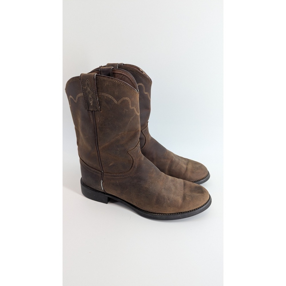 Justin Boots Mens 3902 Brown Leather Western Cowboy Boots Size 9.5 D
